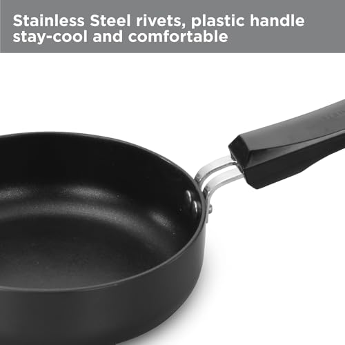 Hawkins Futura 16 cm Frying Pan, Non Stick Fry Pan with Glass Lid, Induction Omelette Pan, Small Frying Pan, Black (INF16G)