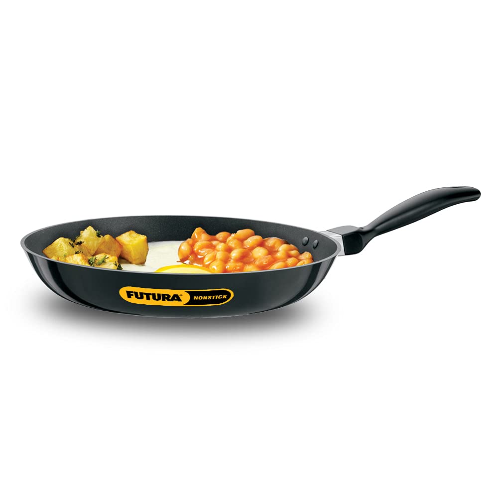 Hawkins Futura 20 cm Frying Pan, Non Stick Fry Pan with Stainless Steel Lid, Small Frying Pan, Black (NF20S)