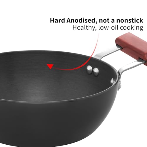 Hawkins Futura 2 Litre Deep Kadhai, Induction Deep Fry Pan, Hard Anodised Kadai with Glass Lid, Black (IAK20G)