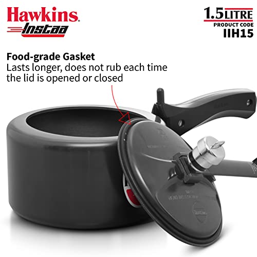 Hawkins Instaa Pressure Cooker, Induction Inner Lid Cooker, Tall Body Hard Anodised Cooker, Best Black Cooker, Black (IIH2T)