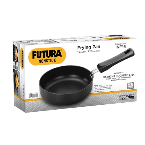 Hawkins Futura 16 cm Frying Pan, Non Stick Fry Pan, Induction Omelette Pan, Small Frying Pan, Black (INF16)