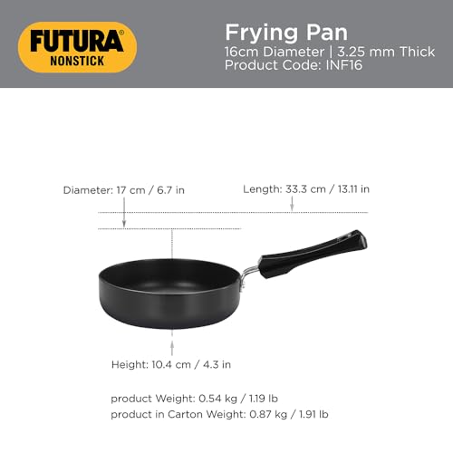 Hawkins Futura 16 cm Frying Pan, Non Stick Fry Pan, Induction Omelette Pan, Small Frying Pan, Black (INF16)