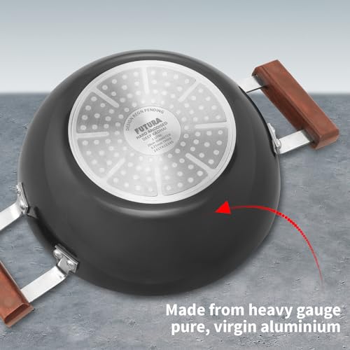 Hawkins Futura 2 Litre Deep Kadhai, Induction Deep Fry Pan, Hard Anodised Kadai with Glass Lid, Black (IAK20G)