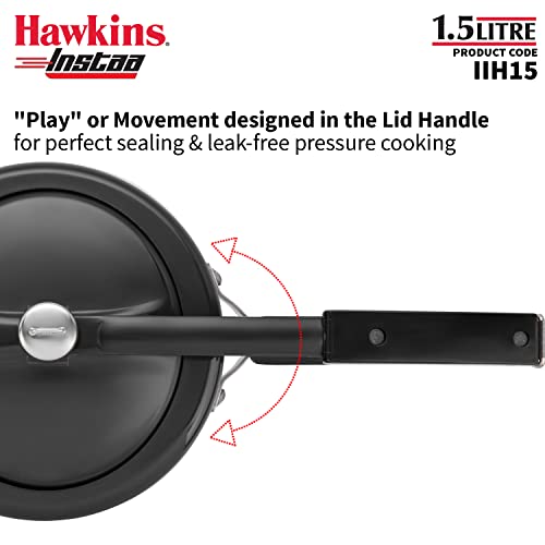 Hawkins Instaa Pressure Cooker, Induction Inner Lid Cooker, Tall Body Hard Anodised Cooker, Best Black Cooker, Black (IIH2T)