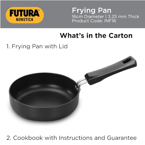 Hawkins Futura 16 cm Frying Pan, Non Stick Fry Pan, Induction Omelette Pan, Small Frying Pan, Black (INF16)