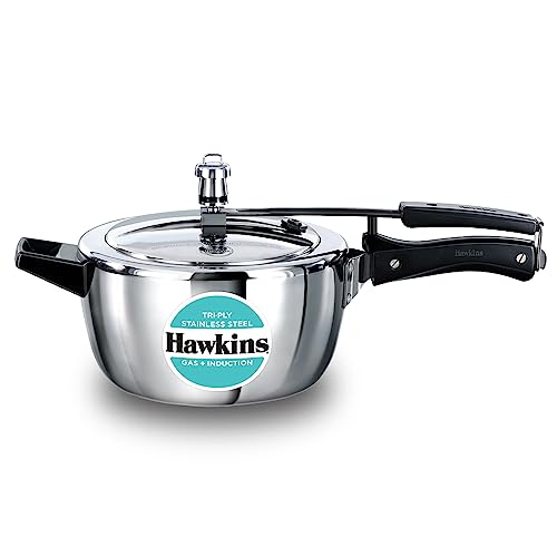 Hawkins Litre Triply Stainless Steel Pressure Cooker, Inner Lid Cooker