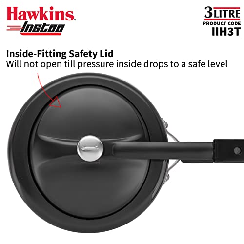 Hawkins Instaa Pressure Cooker, Induction Inner Lid Cooker, Tall Body Hard Anodised Cooker, Best Black Cooker, Black (IIH2T)