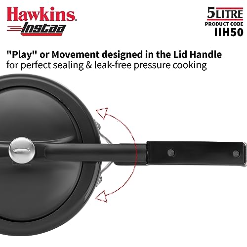 Hawkins Instaa Pressure Cooker, Induction Inner Lid Cooker, Tall Body Hard Anodised Cooker, Best Black Cooker, Black (IIH2T)