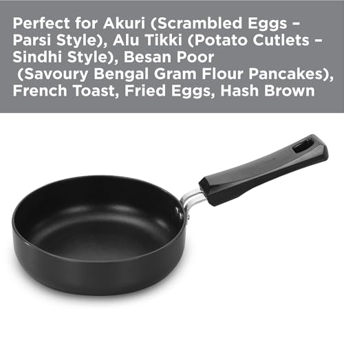 Hawkins Futura 16 cm Frying Pan, Non Stick Fry Pan, Induction Omelette Pan, Small Frying Pan, Black (INF16)