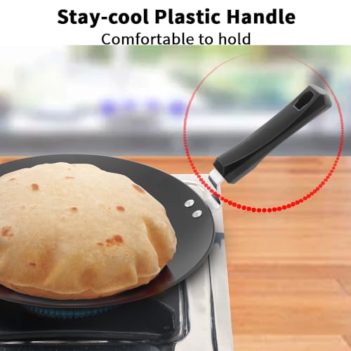 Hawkins Futura 30 cm Tava, Hard Anodised Tawa with Plastic Handle, Black (AT30P)