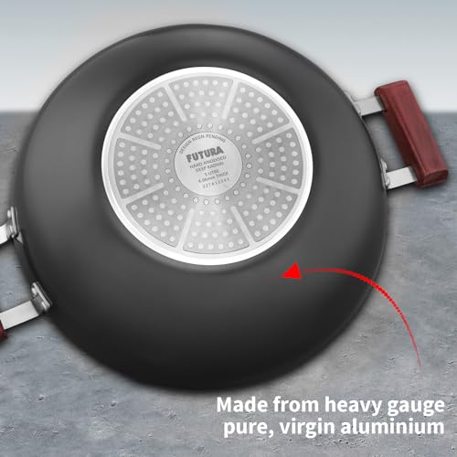 Hawkins Futura 5 Litre Deep Fry Pan, Induction Kadhai, Hard Anodised Kadai with Glass Lid, Black (IAK50G)