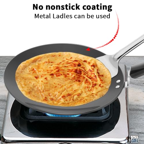 Hawkins Futura 30 cm Tava, Hard Anodised Tawa with Plastic Handle, Black (AT30P)