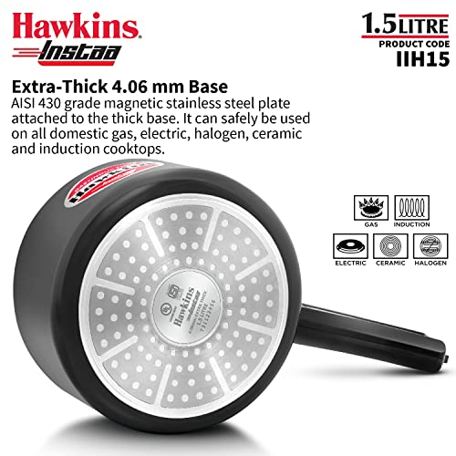 Hawkins Instaa Pressure Cooker, Induction Inner Lid Cooker, Tall Body Hard Anodised Cooker, Best Black Cooker, Black (IIH2T)