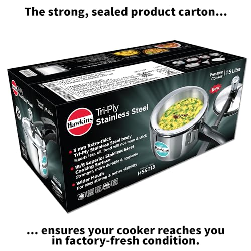 Hawkins Litre Triply Stainless Steel Pressure Cooker, Inner Lid Cooker