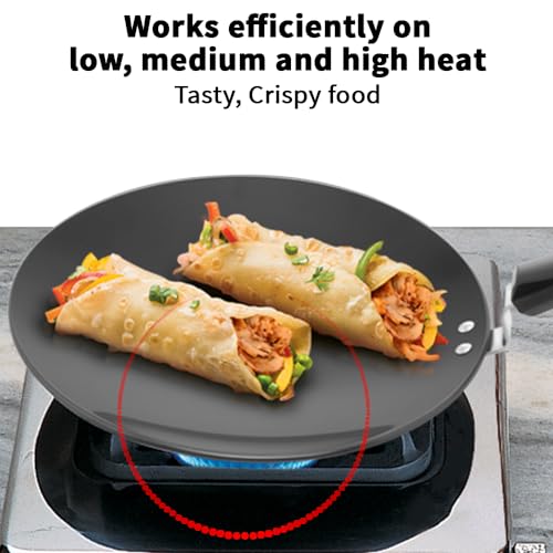 Hawkins Futura 30 cm Tava, Hard Anodised Tawa with Plastic Handle, Black (AT30P)