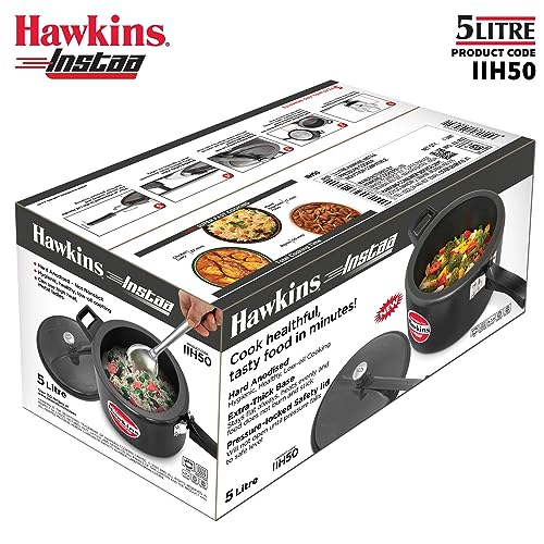 Hawkins Instaa Pressure Cooker, Induction Inner Lid Cooker, Tall Body Hard Anodised Cooker, Best Black Cooker, Black (IIH2T)
