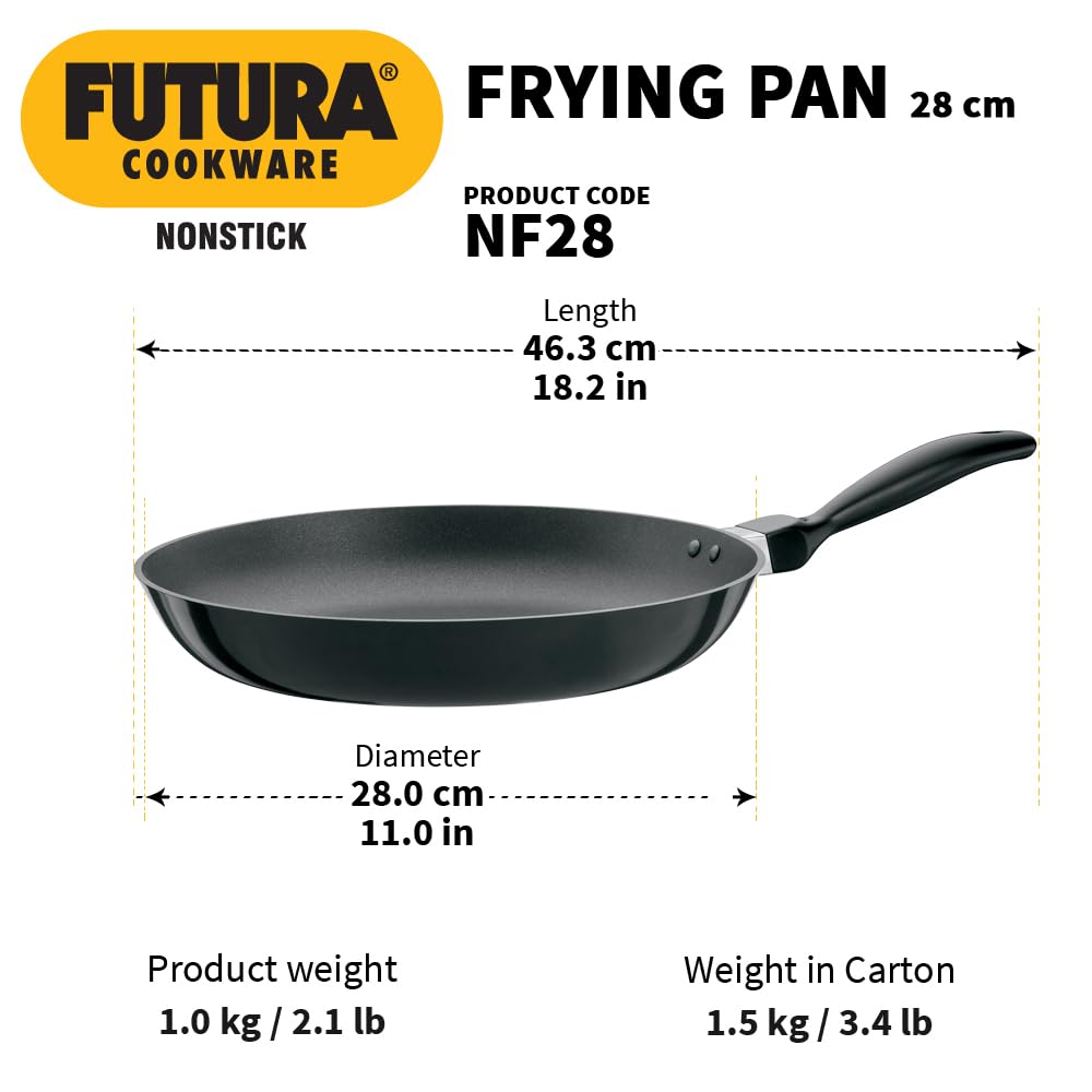 Hawkins Futura 20 cm Frying Pan, Non Stick Fry Pan with Stainless Steel Lid, Small Frying Pan, Black (NF20S)