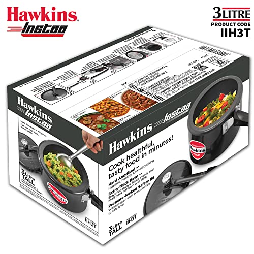Hawkins Instaa Pressure Cooker, Induction Inner Lid Cooker, Tall Body Hard Anodised Cooker, Best Black Cooker, Black (IIH2T)