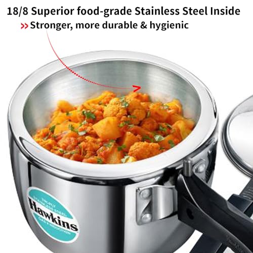 Hawkins Litre Triply Stainless Steel Pressure Cooker, Inner Lid Cooker