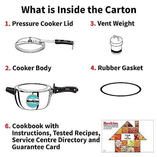 Hawkins Litre Triply Stainless Steel Pressure Cooker, Inner Lid Cooker