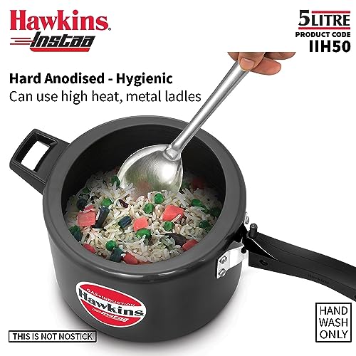 Hawkins Instaa Pressure Cooker, Induction Inner Lid Cooker, Tall Body Hard Anodised Cooker, Best Black Cooker, Black (IIH2T)