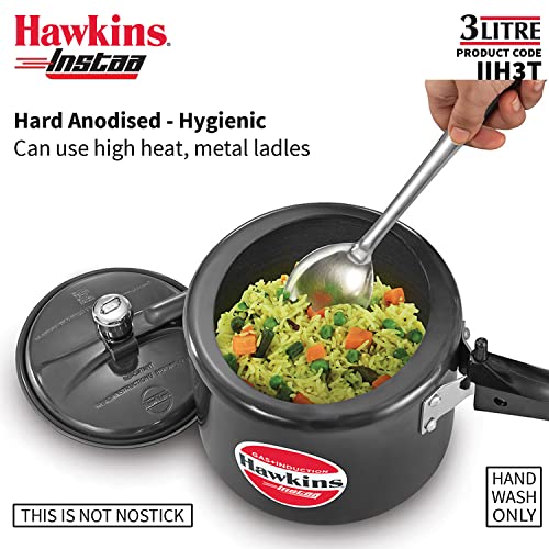 Hawkins Instaa Pressure Cooker, Induction Inner Lid Cooker, Tall Body Hard Anodised Cooker, Best Black Cooker, Black (IIH2T)