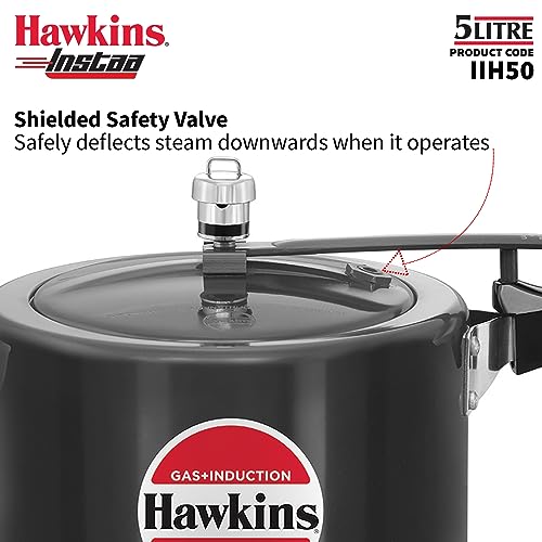 Hawkins Instaa Pressure Cooker, Induction Inner Lid Cooker, Tall Body Hard Anodised Cooker, Best Black Cooker, Black (IIH2T)