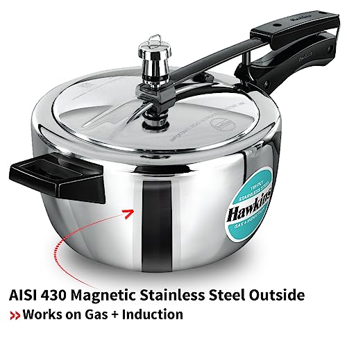 Hawkins Litre Triply Stainless Steel Pressure Cooker, Inner Lid Cooker