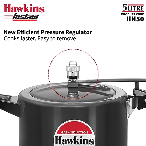 Hawkins Instaa Pressure Cooker, Induction Inner Lid Cooker, Tall Body Hard Anodised Cooker, Best Black Cooker, Black (IIH2T)