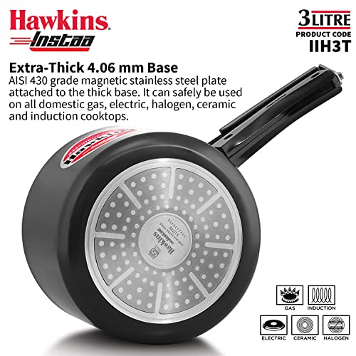 Hawkins Instaa Pressure Cooker, Induction Inner Lid Cooker, Tall Body Hard Anodised Cooker, Best Black Cooker, Black (IIH2T)