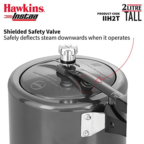 Hawkins Instaa Pressure Cooker, Induction Inner Lid Cooker, Tall Body Hard Anodised Cooker, Best Black Cooker, Black (IIH2T)