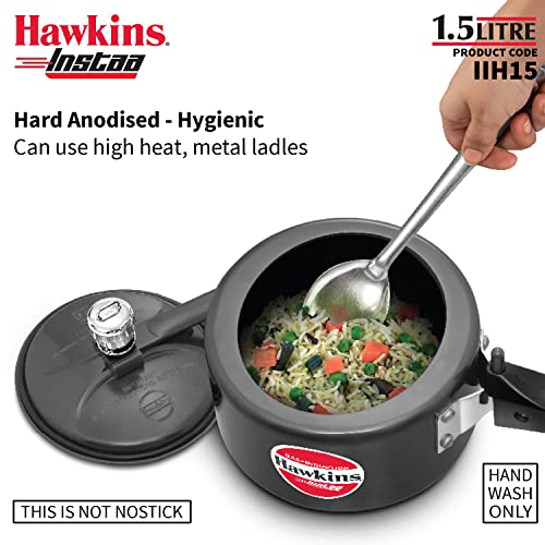 Hawkins Instaa Pressure Cooker, Induction Inner Lid Cooker, Tall Body Hard Anodised Cooker, Best Black Cooker, Black (IIH2T)