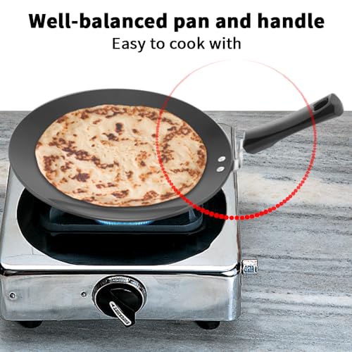 Hawkins Futura 30 cm Tava, Hard Anodised Tawa with Plastic Handle, Black (AT30P)