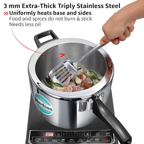 Hawkins Litre Triply Stainless Steel Pressure Cooker, Inner Lid Cooker