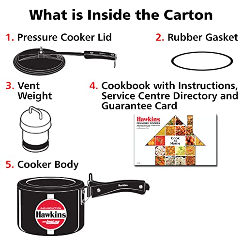 Hawkins Instaa Pressure Cooker, Induction Inner Lid Cooker, Tall Body Hard Anodised Cooker, Best Black Cooker, Black (IIH2T)