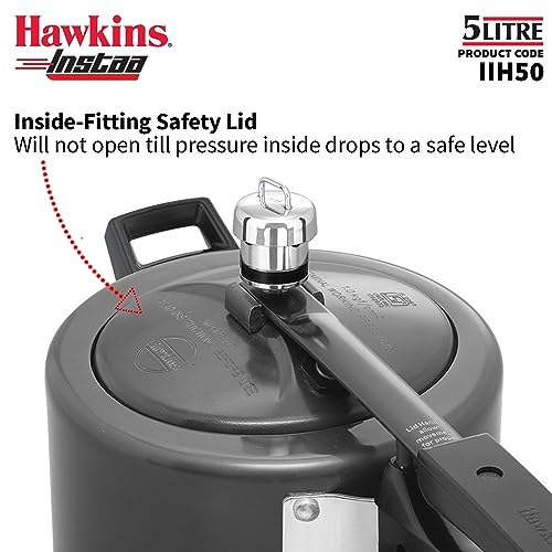 Hawkins Instaa Pressure Cooker, Induction Inner Lid Cooker, Tall Body Hard Anodised Cooker, Best Black Cooker, Black (IIH2T)