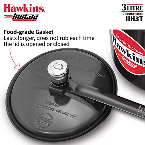 Hawkins Instaa Pressure Cooker, Induction Inner Lid Cooker, Tall Body Hard Anodised Cooker, Best Black Cooker, Black (IIH2T)