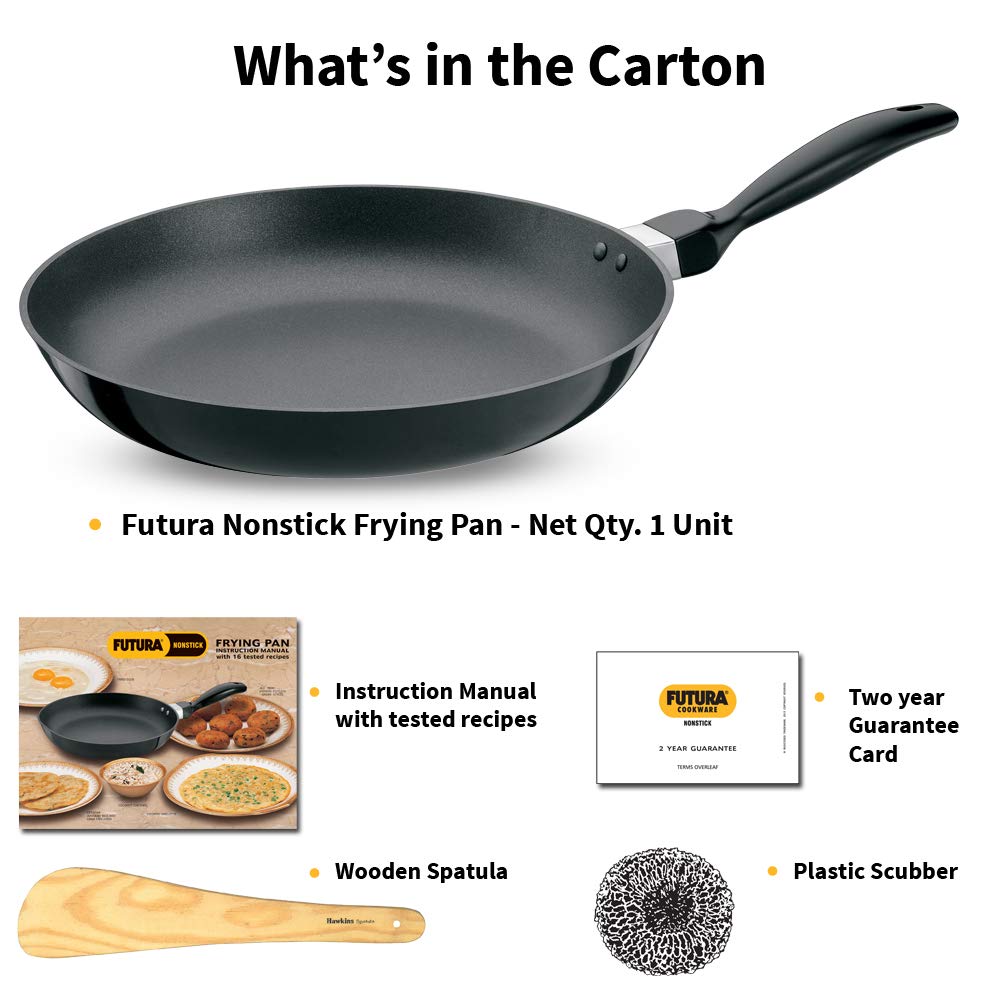 Hawkins Futura 20 cm Frying Pan, Non Stick Fry Pan with Stainless Steel Lid, Small Frying Pan, Black (NF20S)