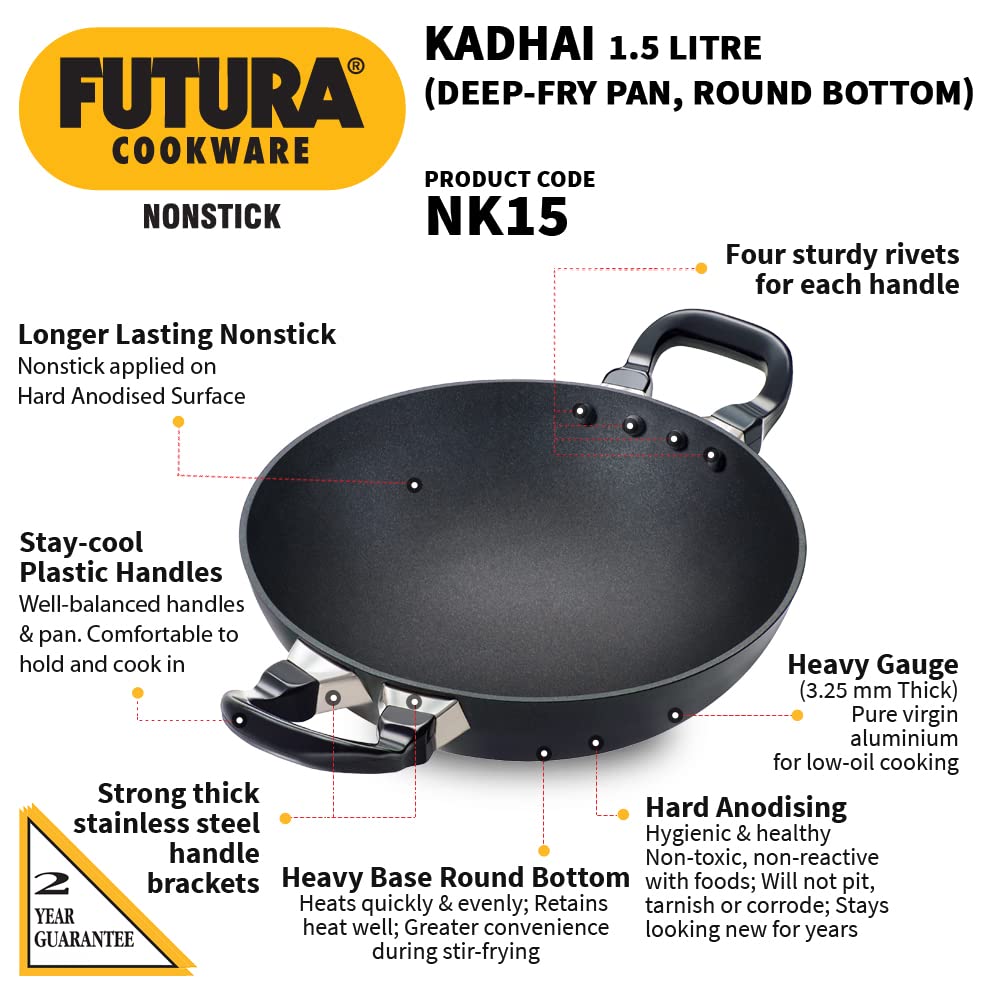 Hawkins Futura Non-Stick Deep-Fry Pan (Kadhai)