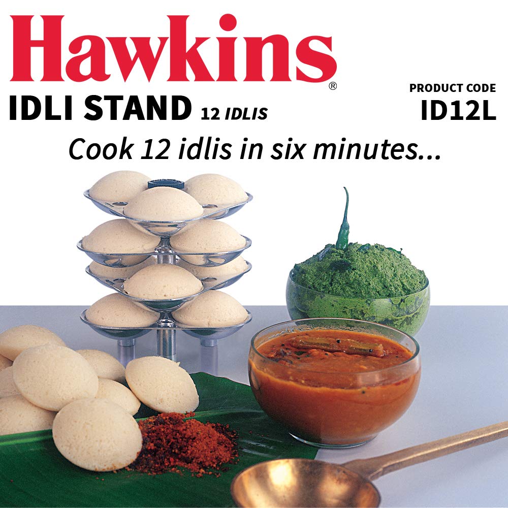 Hawkins Idli Stand - 12 Idlis, (For 5 Litre and bigger Pressure Cooker), Silver (ID12L)