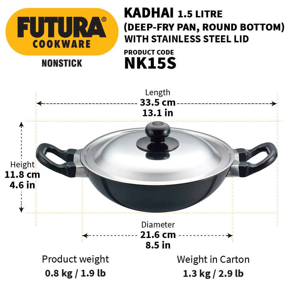 Hawkins Futura Non-Stick Deep-Fry Pan (Kadhai)