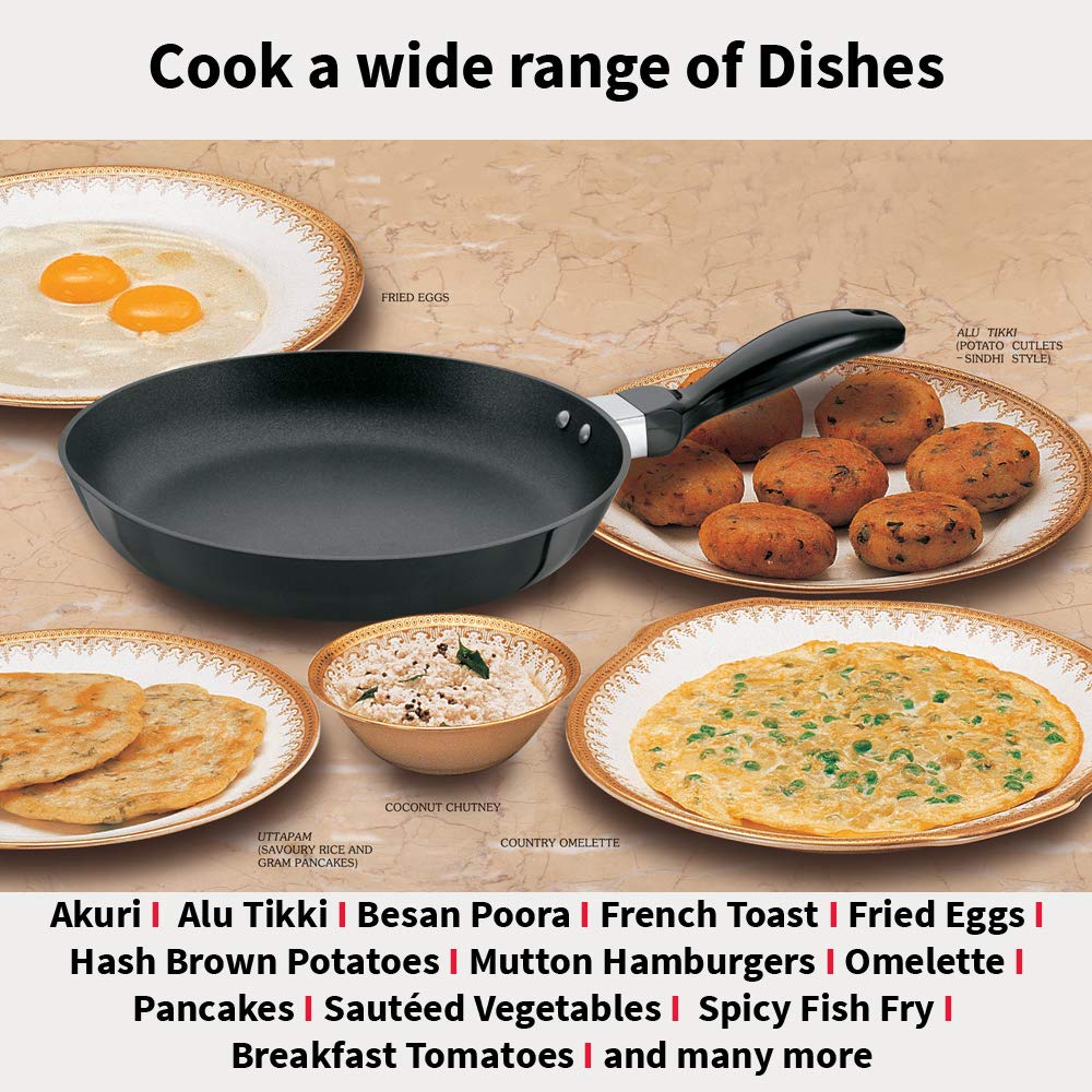 Hawkins Futura 20 cm Frying Pan, Non Stick Fry Pan with Stainless Steel Lid, Small Frying Pan, Black (NF20S)