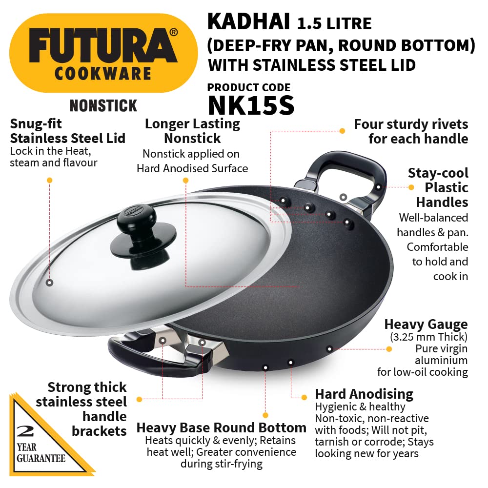 Hawkins Futura Non-Stick Deep-Fry Pan (Kadhai)