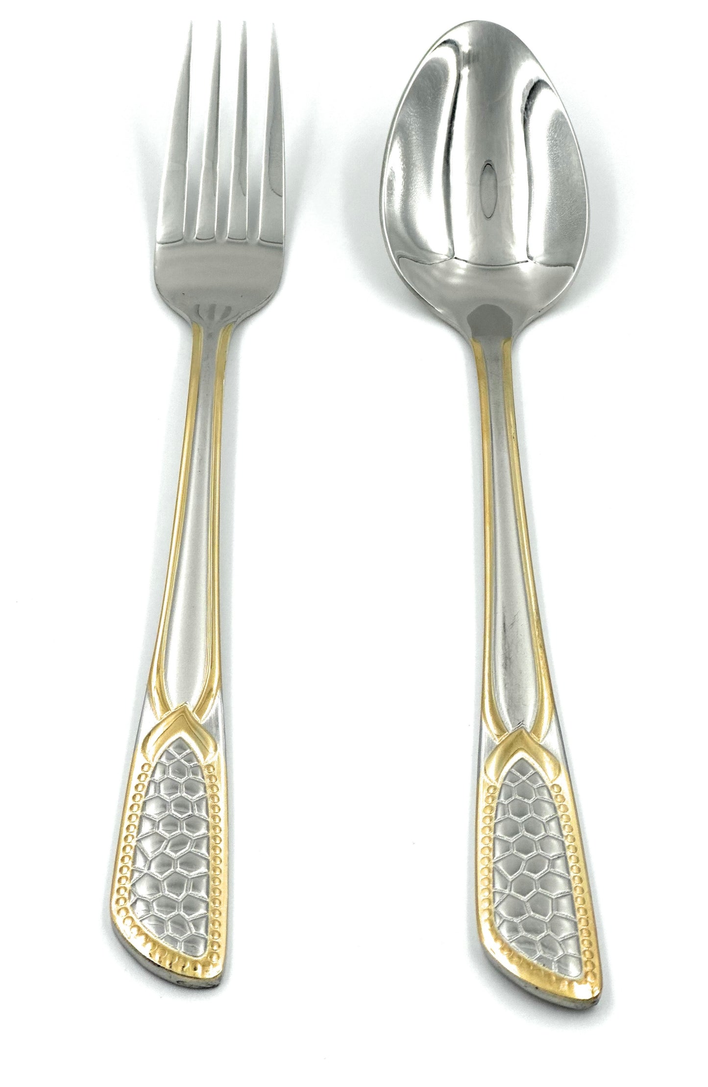 Stainless Steel/Gold Plated Cutlery Set- Set of 25 (Contains: 12 Spoons, 12 Forks, 1 Stand), Cutlery Set for Dining Table Stylish, Stainless Steel/Gold Plated
