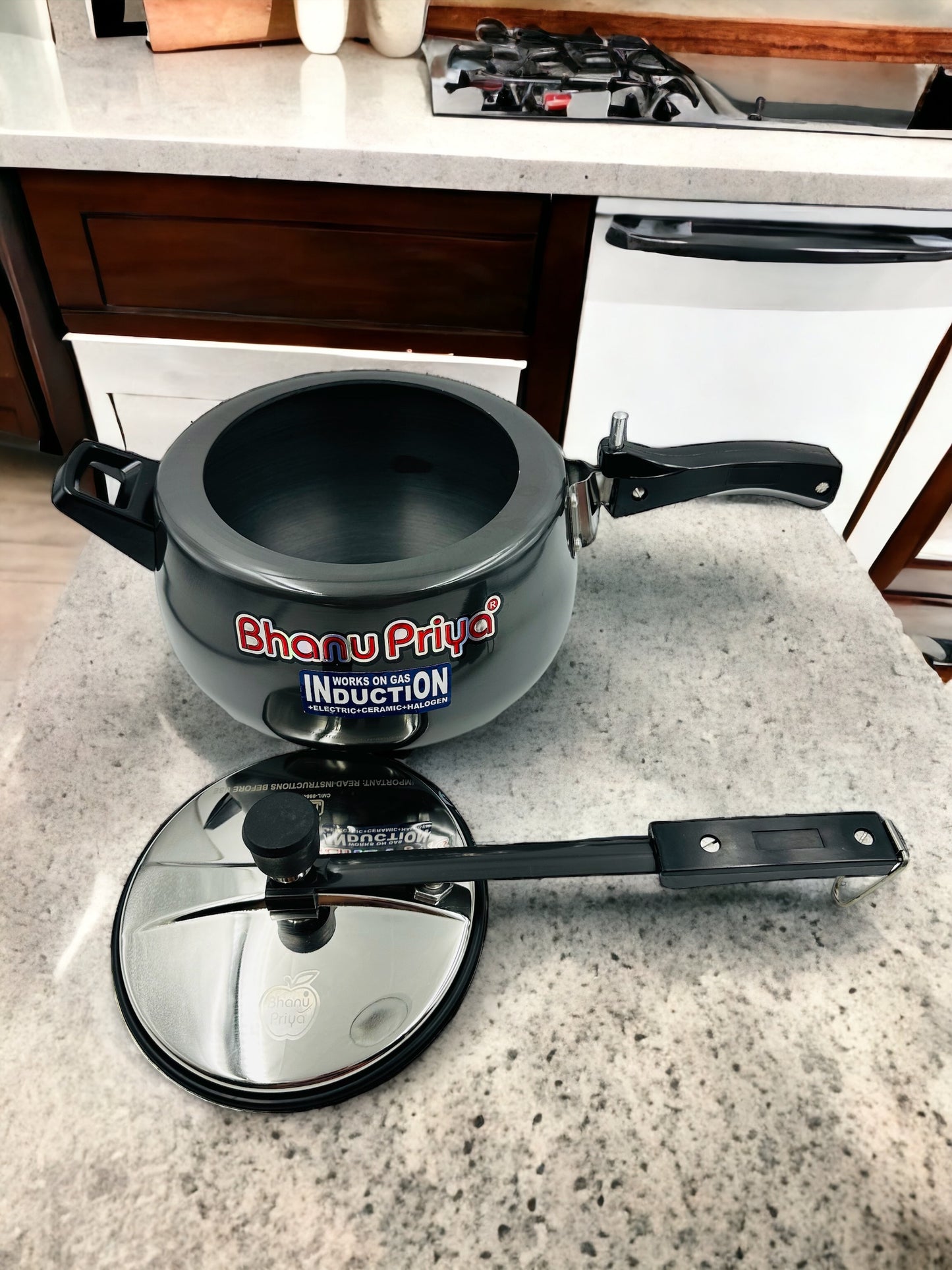 Bhanu Priya - Hard Anodized Pressure Cooker, Black (2L/3L/5L)