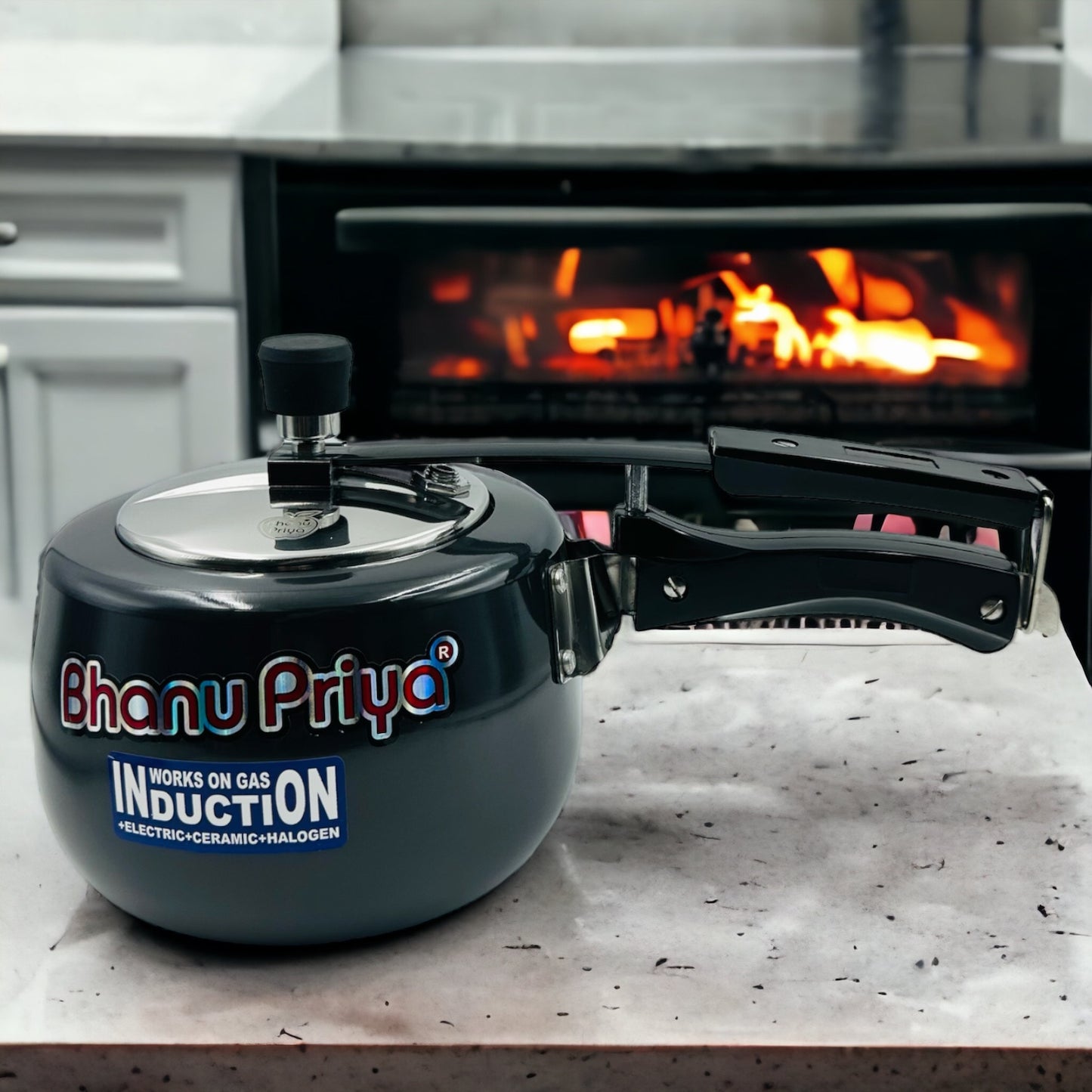 Bhanu Priya - Hard Anodized Pressure Cooker, Black (2L/3L/5L)