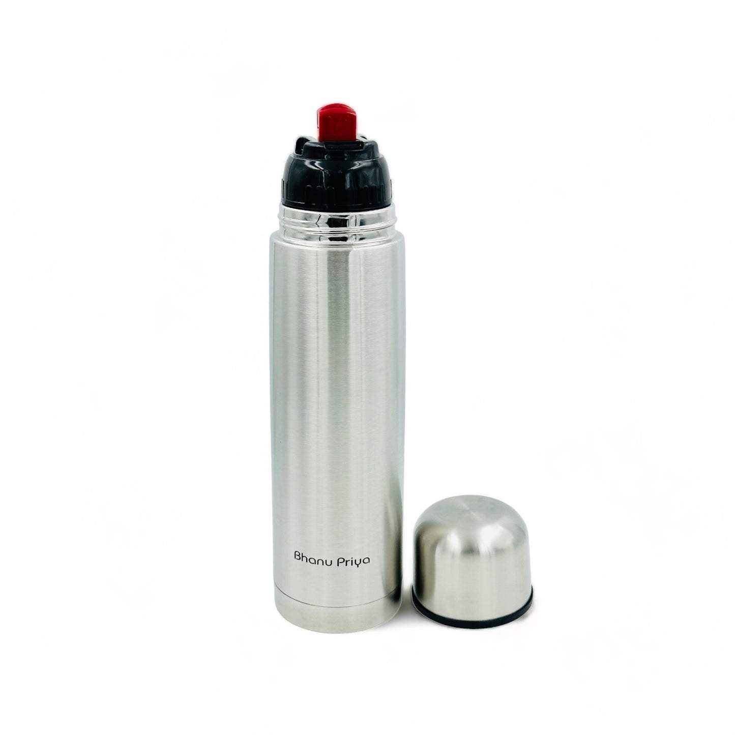 Bhanu Priya - Stainless Steel Vacuum Insulated Water Bottle, 1000ml (1L/34 oz) - Flip Lid, Hot & Cold, Leak-Proof, Silver