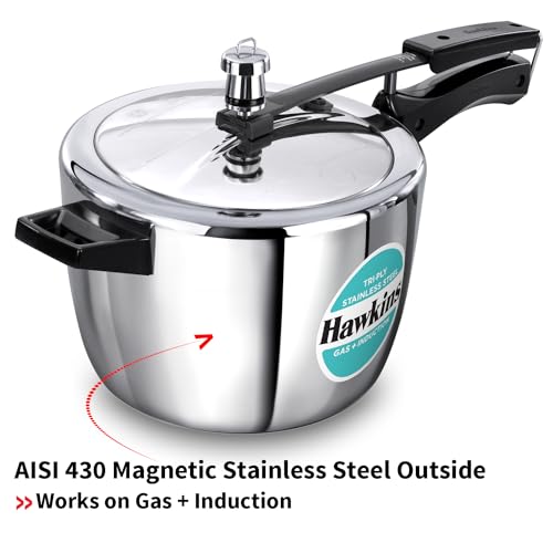 Hawkins Litre Triply Stainless Steel Pressure Cooker, Inner Lid Cooker