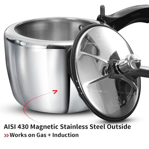 Hawkins Litre Triply Stainless Steel Pressure Cooker, Inner Lid Cooker