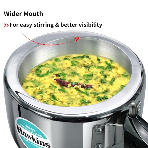 Hawkins Litre Triply Stainless Steel Pressure Cooker, Inner Lid Cooker